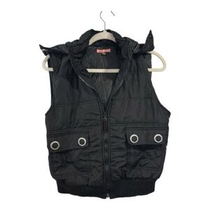 Max Rave Black Hooded Vest | Junior Size L